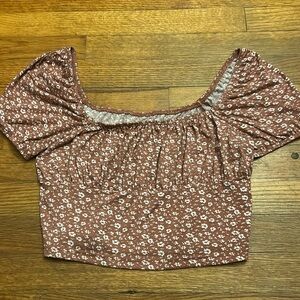 Pink flower crop top, size medium or large unsure what the brand is!